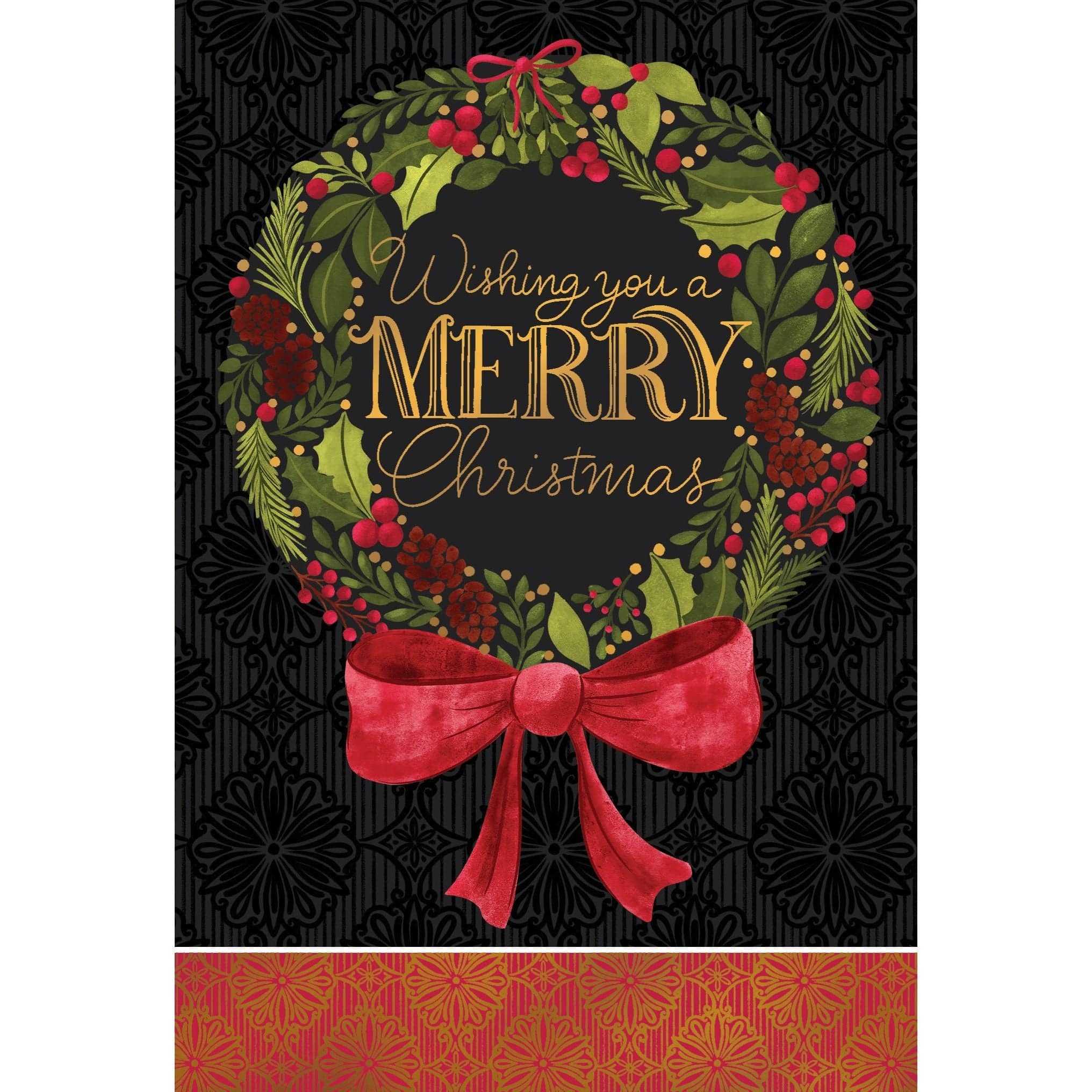 Pictura Holly Wreath Christmas Card featuring a festive holiday wreath with holly berries and greenery on a seasonal card.